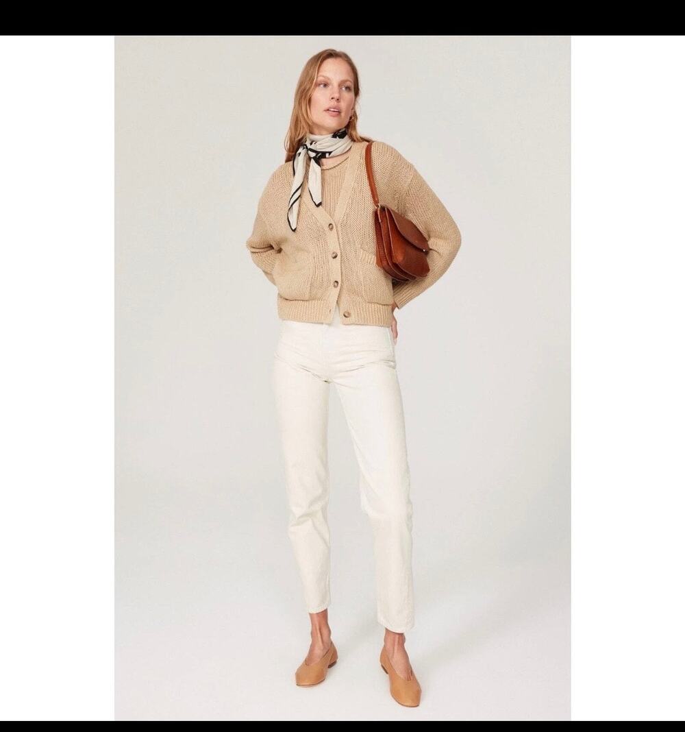 POLO RALPH LAUREN Tan Beige Linen Knit Button Front Cardigan Sweater Size XXL